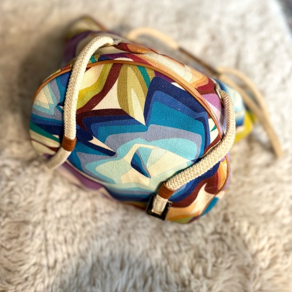 Missoni Multicolor Abstract Bucket leather canvas Shoulder Bag - Picture 5 of 15